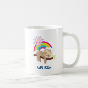 Cute Lazy Sloth with Sun & Rainbow Coffee Mug