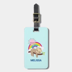 Cute Lazy Sloth with Sun & Rainbow Luggage Tag