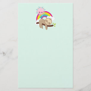 Cute Lazy Sloth with Sun & Rainbow Stationery