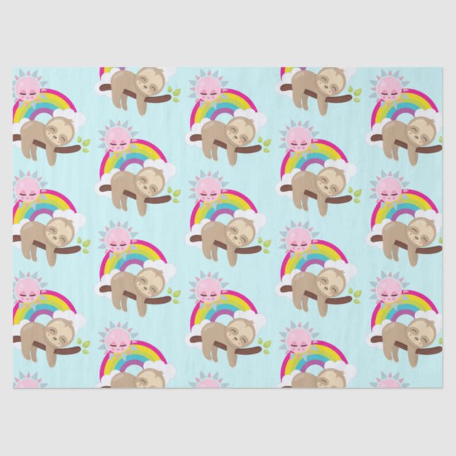 Cute Lazy Sloth with Sun & Rainbow Tissue Paper (Front)