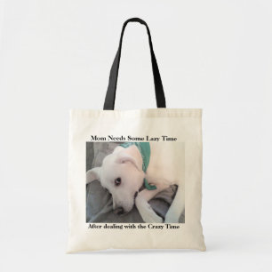 Cute Lazy White Labrador Retriever Mix Dog Mom Tote Bag