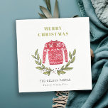 Cute Leafy Red Green Ugly Sweater Christmas Winter Napkin<br><div class="desc">If you need any further customisation please feel free to message me on yellowfebstudio@gmail.com.</div>