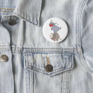 Cute Leapfrog Cartoon Rhinos 2 Inch Round Button