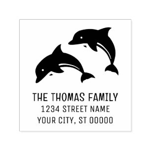 Cute Leaping Dolphins Name Address Self-inking Stamp