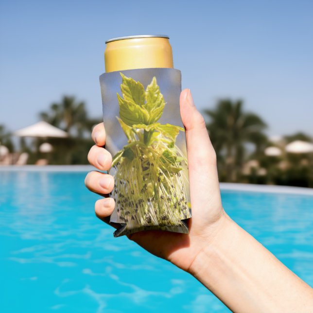 Cute leaves in spring photo seltzer can cooler (In Situ Pool)