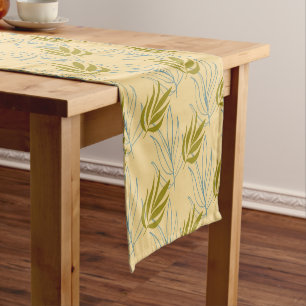 Cute leaves on pink pattern short table runner