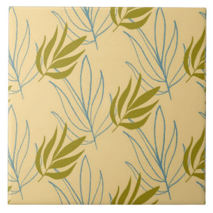 Cute leaves on pink pattern tile
