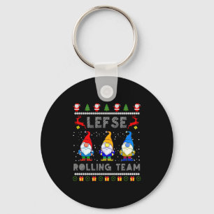 Cute Lefse Rolling Team Norwegian Gnomes Ugly Xmas Keychain