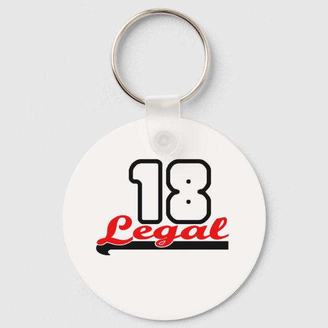 Cute, "Legal 18" design Keychain (Front)