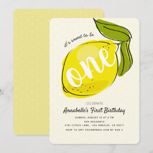 Cute Lemon 1er Anniversaire Invitation à la fête J
