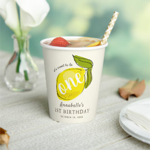 Cute Lemon 1st Birthday Yellow Paper Cups