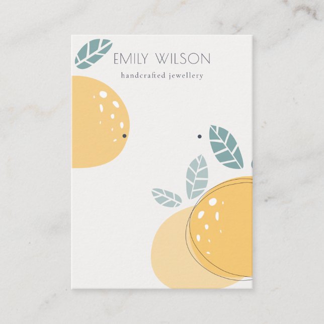 Cute Lemon Abstract Fruity Stud Earring Display Business Card (Front)