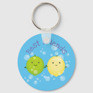 Cute lemon and lime illustration keychain