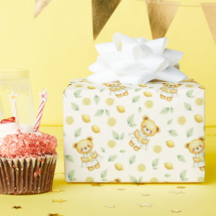 Cute Lemon Bear and Lemonade Seamless Pattern Wrapping Paper