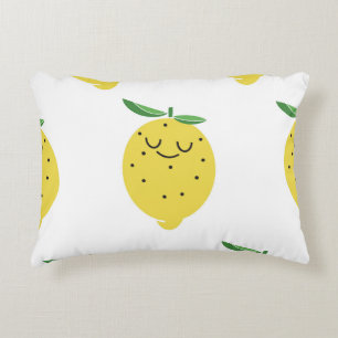 Cute Lemon Cartoon: Seamless Vintage Accent Pillow