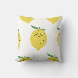 Cute Lemon Cartoon: Seamless Vintage Throw Pillow