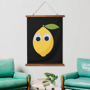 Cute Lemon Character with Googly Eyes  Hanging Tapestry