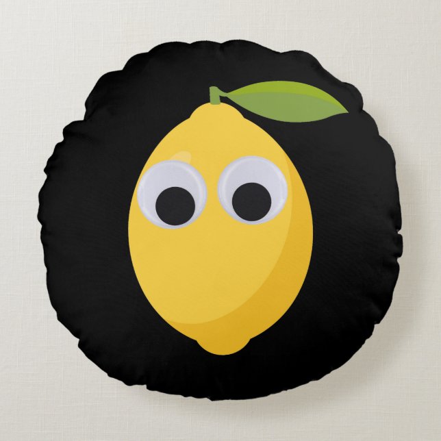 Cute Lemon Character with Googly Eyes  Round Pillow (Front)