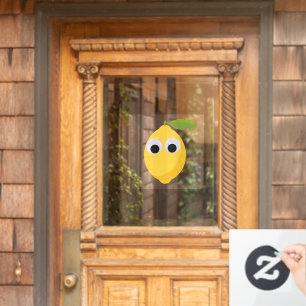 Cute Lemon Character with Googly Eyes Window Cling
