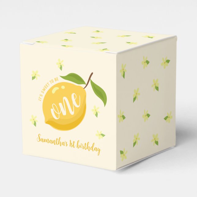 Cute Lemon Citrus 1st Birthday  Favor Box (Front Side)