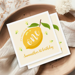 Cute Lemon Citrus 1st Birthday Napkin