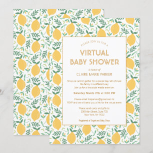 Cute Lemon Citrus Foliage Virtual Baby Shower Invitation