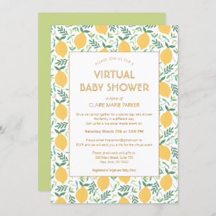 Cute Lemon Citrus Foliage Virtual Baby Shower  Invitation