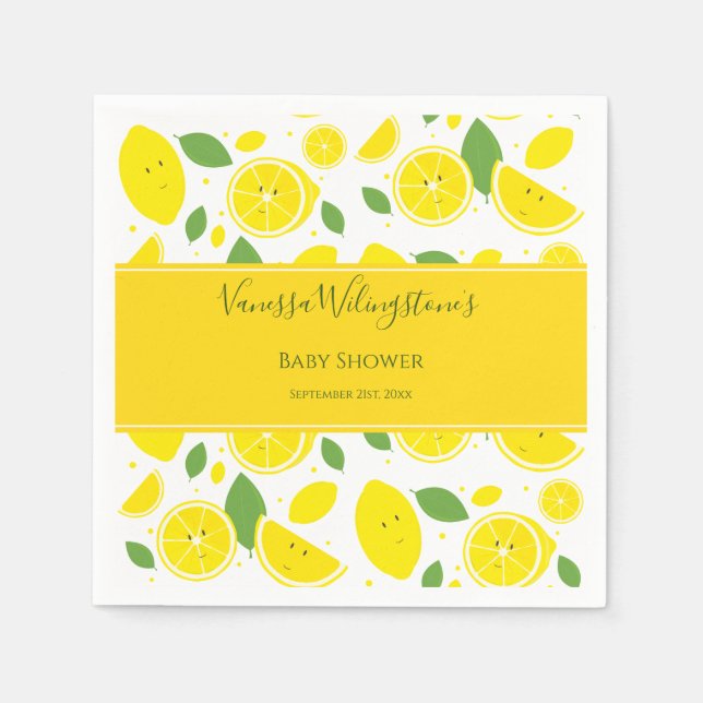 Cute Lemon Citrus Fruit Baby Shower Napkin (Front)