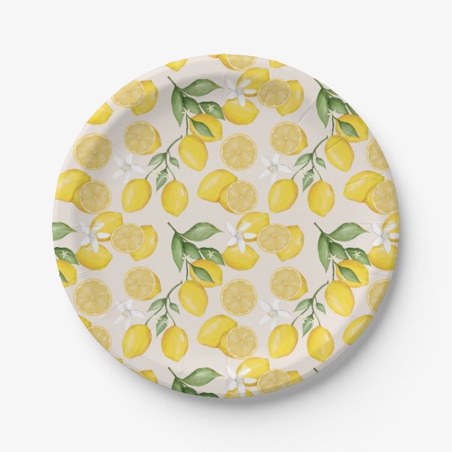 Cute Lemon Citrus Fruit Summer Baby Shower Paper Plate (Front)