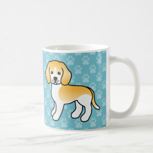 Cute Lemon Coat Beagle Breed Cartoon Dogs On Blue Coffee Mug