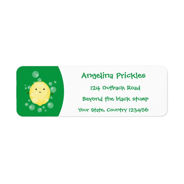 Cute lemon fruit cartoon bubbles illustration (Front)
