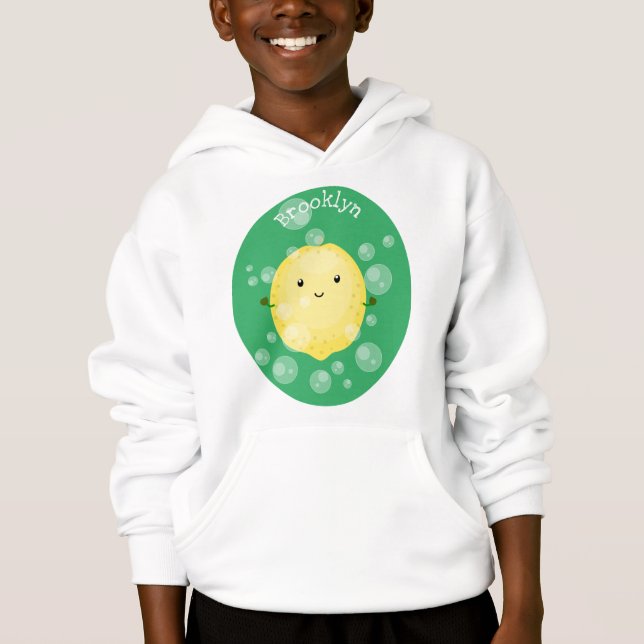 Cute lemon fruit cartoon bubbles illustration (Front)