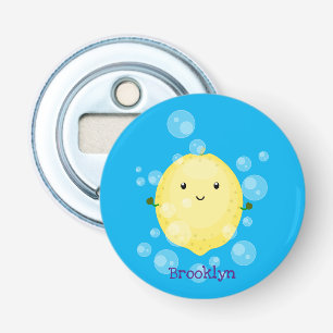Cute lemon fruit cartoon bubbles illustration bottle opener