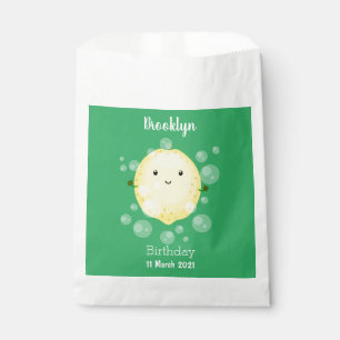 Cute lemon fruit cartoon bubbles illustration favour bag