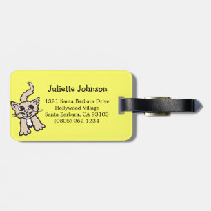 Cute lemon graphic cat custom luggage tag