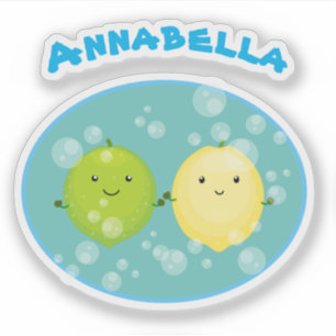 Cute lemon lime friends citrus fruit cartoon