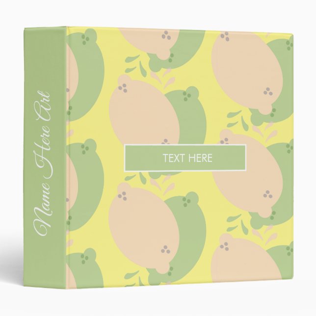 Cute Lemon Lime Pattern 3 Ring Binder (Front/Spine)