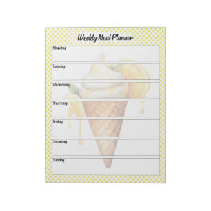 Cute Lemon Pie Weekly Meal Planner Notepad
