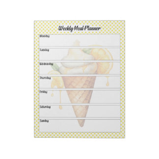 Cute Lemon Pie Weekly Meal Planner Notepad