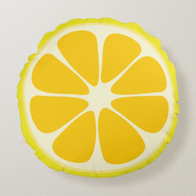 Cute Lemon Slice Citrus Fruit Funny Foodie Fun Round Pillow (Front)