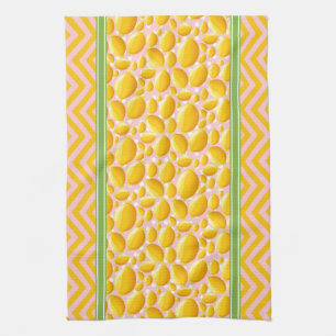 Cute Lemon Slice Polka Dot & Chevron Yellow Kitchen Towel