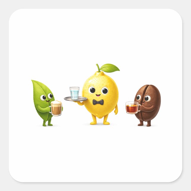 Cute Lemon Tea Friends – Sticker (Devant)