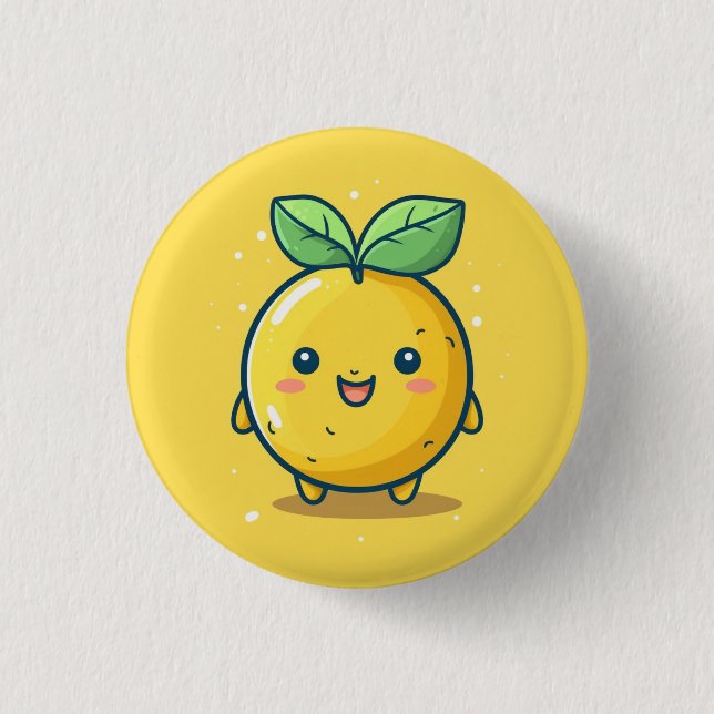 Cute lemon themed 1 inch round button (Front)