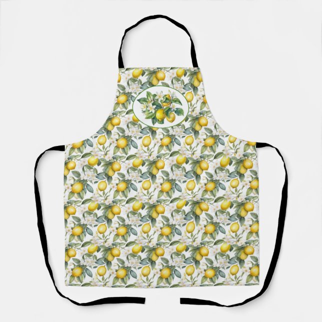 Cute Lemon Tree Watercolor  Apron (Front)