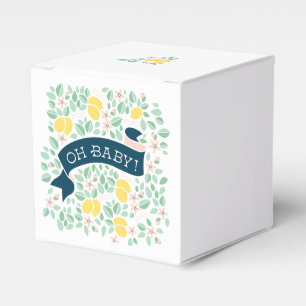 Cute Lemon Yellow Botanical Baby Shower Favor Box