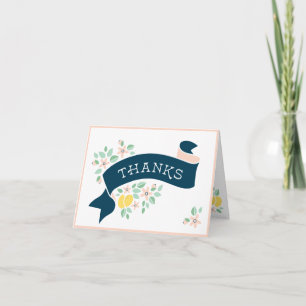 Cute Lemon Yellow Botanical Baby Shower Thank You Card