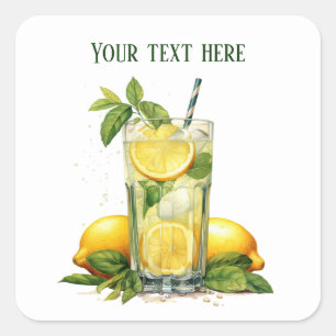 Cute lemonade add text Business Square Sticker
