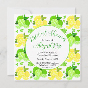 Cute Lemons limes citrus Bridal Shower Invitation