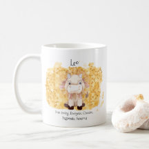 Cute Leo Lion Watercolor Bull Zodiac Monogram