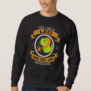 Cute Leo Zodiac Sign Lion Astrology T Rex Dinosaur Sweatshirt